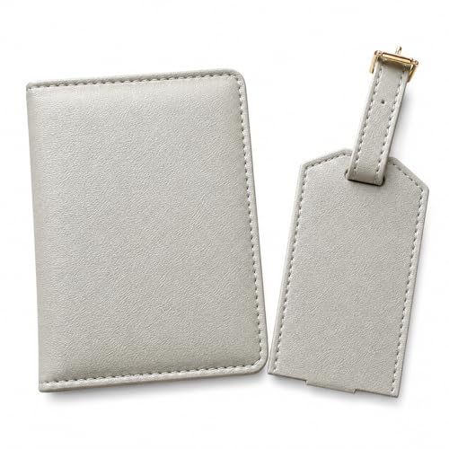 Image of Eco Leather Unisex Passport Cover and Luggage Tags (Beige)
