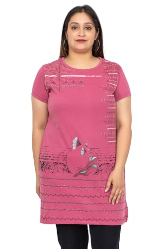Image of Women Printed Cotton Tshirt with Side Slits & Pocket