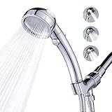 Jeonestan High Pressure Shower Head with handheld ON/Off Switch,3-Settings Adjustable Water Pressure Body Spray Water Saving Showerhead,Portable Hand-held Spray Shower Head with Hose
