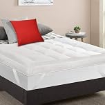 MightySoft's Small Double Mattress Topper 10cm, Extra Deep Quilted Microfiber Topper for Cloudlike Comfort with Extra Warmth & Breathable Support, Fluffy Design & Secure Elastic Straps & Better Sleep