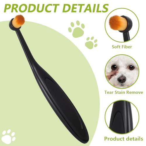 Image of Yuanchu Dog Cat Eye Powder Brush, 4 Pack Dog Tear Stain Remover Brush Washable Fiber Pet Tear Stain Remover Brush for Safely And Evenly Apply Tear Stain Powder Ergonomic Handle Long Tapered Bristles