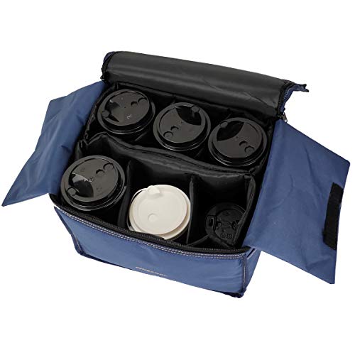 Insulated Drink Carrier for Beverages Holder and Food Carrier Keep Your Drink Cold and Food Hot Reusable Cup Carrier Tote Bag with Portable Handle Adjustable Dividers Storage Bag for Drink Delivery