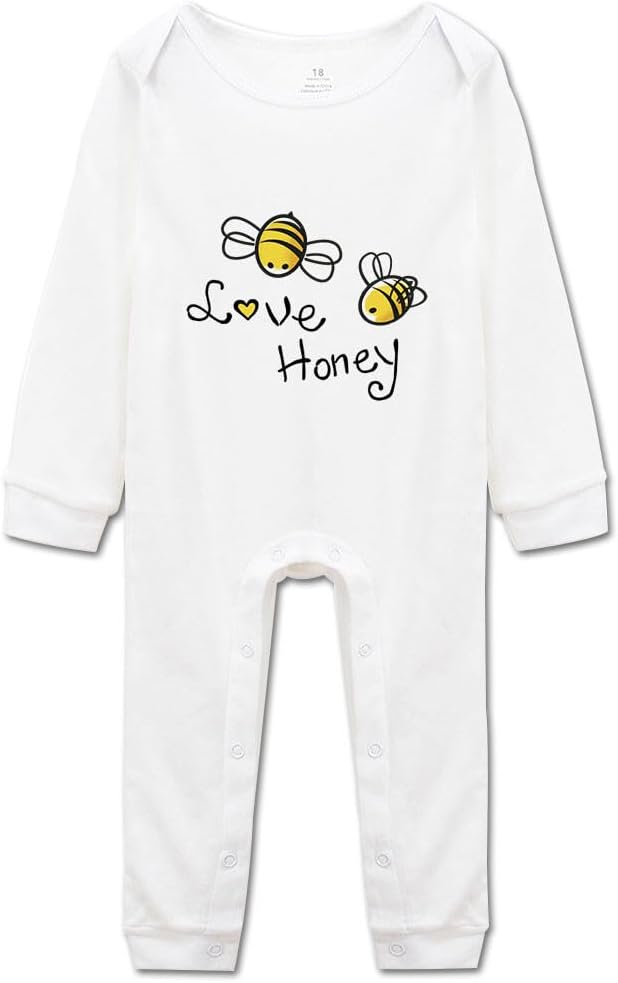 Love Honey Bee Cute Bodysuit Baby Rompers for Boy Girls Infant Cotton One Piece