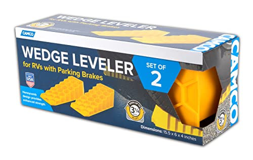 Camco Wedge Rv Leveler, Set Of 2 | Helps Your Rv Appliances And Tanks Operate More Efficiently | Compatible With Rvs With Parking Brakes | Yellow (44580) #TOP6