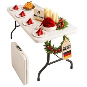 Floordirekt- Buffettisch Tisch klappbar Kunststoff 183x76 cm - Buffettisch mit Tragegriff - Klapptisch für Garten Terrasse und Balkon - Campingtisch 6 Personen (Akita)