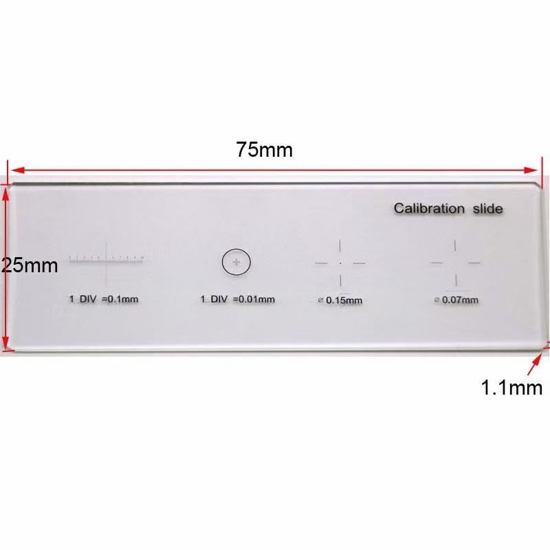 Microscope Stage Micrometer Calibration Slide with 4-Scales and 0.01mm Multifunctional Reticle Calibrating Ruler