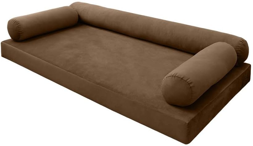 Prolinemax Style V6 Twin Size Knife Edge Velvet Indoor Daybed Mattress Bolster Pillow Complete Set AD308