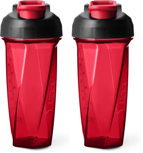 Image of YETI Yonder Helimix Vortex Blender Shaker Bottle Holds up to 27oz | No Blending Ball or Whisk | USA Made | Portable Pre Workout Whey Protein Drink Shaker Cup | Dishwasher Safe, Rescue Red (Pack of 2)