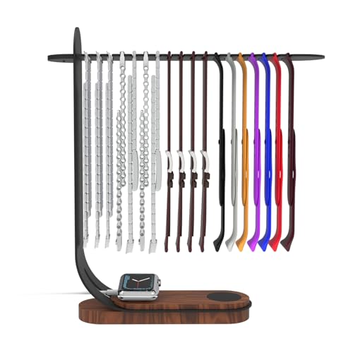 rubertyle 3 in 1 Watch Band Holder Organizer for Apple Apple Watch Band and Charger Organizer 18 silicone Groove Display 10.24 inch height large space design