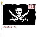 Double Sided Jolly Roger Pirate Flag 3x5 Outdoor Made In USA- Jack Rackham Skull Bones Flags with Cr