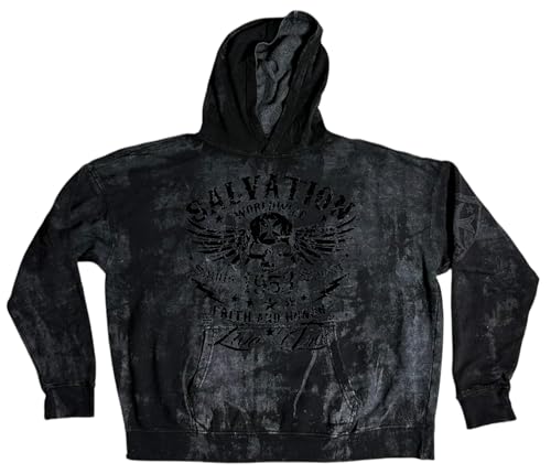 Xtreme Couture Archaic By Affliction Unisex Oversized Boxy Pullover Hoodie Black Tide3