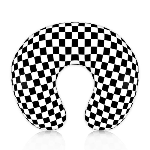 Image of DILIMI Nursing Pillow Cover, Stretchy Removable Case for Breastfeeding Pillows, Ultra Soft Comfortable Slipcover for Baby Girl and Boy, Black Checkerboard