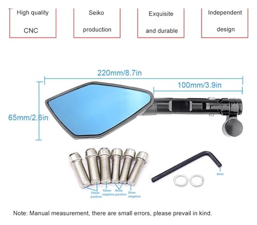 Espejo retrovisor de motocicleta CNC compatible con BMW K1300R G650GS 4