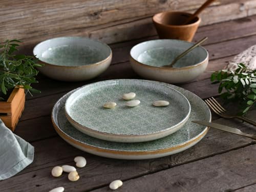 Assiettes en grès CreaTable vertes résistantes pour lave-vaisselle - 8