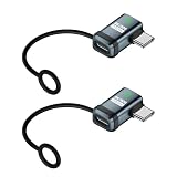 安心の日本企業 Thunderbolt5互換性あり Type-C アダプター 80Gbps PD240W 急速充電対応 8K60Hz L字 オスーメスTB5 (Pタイプ, ２本セット)