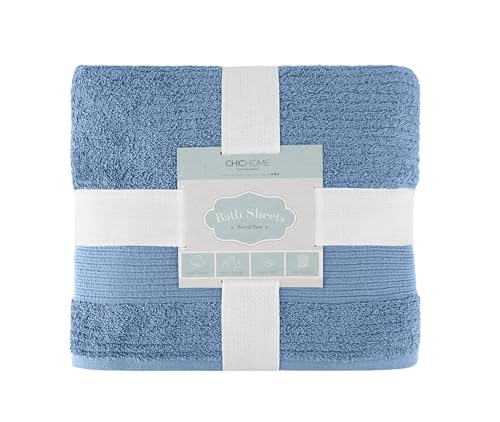Chic Home HBS58515-AN Luxurious 2-Piece 100% Pure Turkish Cotton Bath Sheet Towels, 34"X68", Ultra-Soft, Highly Absorbent, Jacquard Weave Design thumb #2
