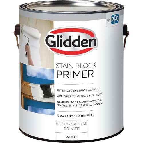 Glidden Glidden Interior/Exterior Stain Block Primer Flat, White, 1 Gallon