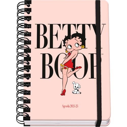 Dohe - Agenda Escolar 2026 2026 - Semana Vista, Tamaño A5 (15x21 cm), Cierre Anillas y Goma, Español e Inglés, 4 Páginas de Pegatinas, Septiembre a Junio, Material Escolar - Betty Boop
