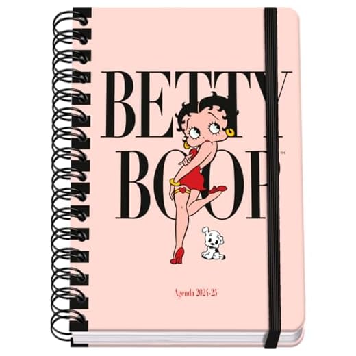 Dohe - Agenda Escolar 2026 2026 - Semana Vista, Tamaño A5 (15x21 cm), Cierre Anillas y Goma, Español e Inglés, 4 Páginas de Pegatinas, Septiembre a Junio, Material Escolar - Betty Boop