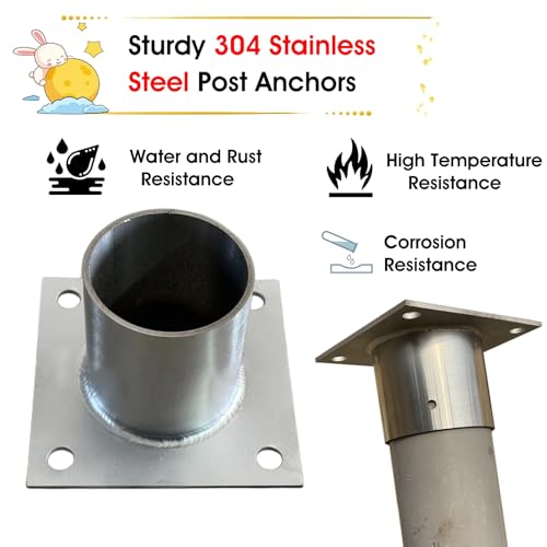 Durable Ground Screw-in Post Anchors for Fences & Light Posts - 8 Pack, 3 Inch Round Flange, Concrete Compatible, Heavy-Duty Base for Secure Installation