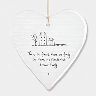 East of India Wobbly White Porcelain Heart Friends Become Family 10x9cm
