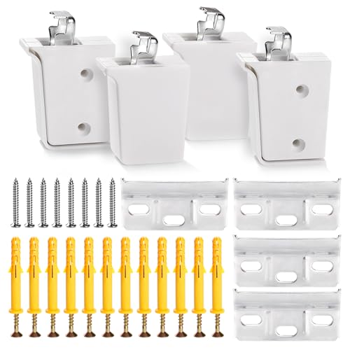 VooGenzek 4 Stücke Schrankaufhänger Wandhalterung Schrankhalterung, Schrankhalter für Hängeschränke, Verstellbar Aufhänger Hängeschrank, Lagergewicht:60kg, Weiß