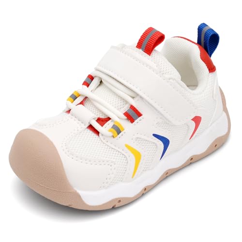 Baby Boy Girl First Walking Shoes Wide Toe Toddler Sneakers Breathable Non Slip Infant Barefoot Shoes 6 12 18 24 Months(6-12 Months Red)
