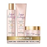 Pantene Hair Biology Volumen Y Brillo Con Flor De Loto y Omega 9 Champu Volumen 250ml + Acondiconador Pelo 160ml + Mascarilla Color 160ml | Hasta 2 x Más Volumen