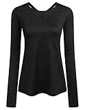 ADOME Damen Sport T-Shirt Laufshirt Fitness Shirt Rückenfei Oberteil Training Tops Langarm Schnell Trocken Shirts mit Daumenlöchern