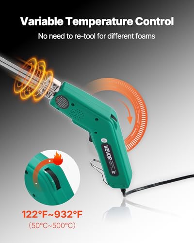 VEVOR Hot Knife Foam Cutter, 200W Electric Foam Cutting Tool, 122℉ - 932℉ Adjustable Styrofoam Cutter with 6" & 8" Cutting Blades for KT Board, Polyethylene, Sponge, Rubber - Tool Box Included - Image 3