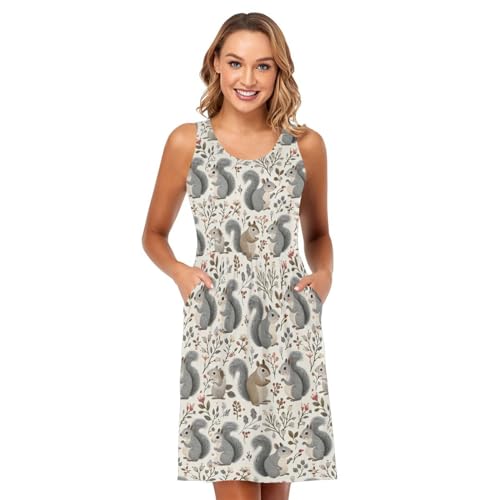Image of ALAZA Women's Summer Dress Sun Dress Sleeveless with Pockets