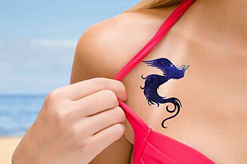 Dopetattoo 6 Sheets Temporary Tattoo Phoenix Purple Bird Starrysky Fake Tattoos Hand Tattoos For Women Girls #TOP3