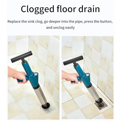 Image of Toilet Plunger,High Pressure Air Plunger Kit,Toilet Plungers for Unblocking with Real-Time Barometer,Air Drain Blaster with 4 Replaceable Heads for Bathroom Kitchen Clogged Pipe,Green