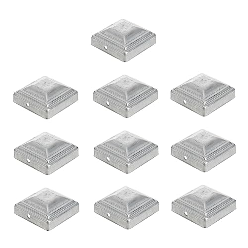 Outanaya Tapa De Cuadrada Para Cercas De 60mm, Cubierta Resistente De Zinc Galvanizado, Set De 10 Unidades Para Uso Exterior Vallas y Columnas De Protección