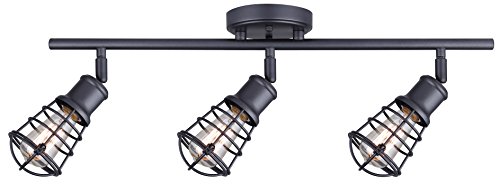 CANARM LTD IT611A03GPH Otto 3 Light Track Rail Graphite with Metal Cage Shades