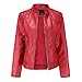 Produktbild Sannysis Lederjacke für Damen Vintage Jacke Elegant Kunstlederjacke Übergangsjacke Bikerjacke Kunstleder Mit Stehkragen Leder Damenjacke Jacket (3XL, Rot)