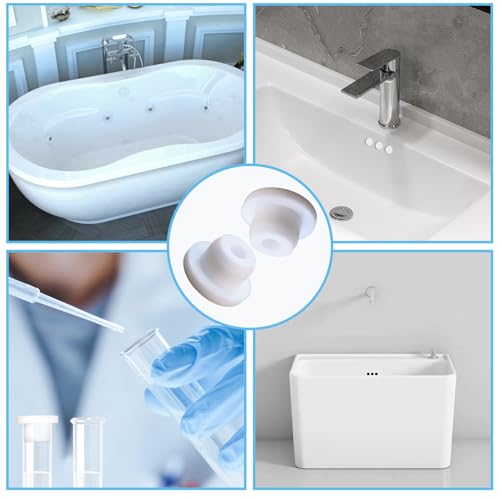 Image of 12 PCS Bathtub Jet Covers Silicone Hole Plug White Tube Plugs Waterproof Bathtub Plug Fit for 14mm Bathtub Hole