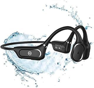 GUIRUO Bone Conduction Headphones, Wireless Bluetooth 5.0 Open Ear Sport Headphones IPX5 Waterproof Bluetooth Headphones with Mic for Sport Cycling Learn Music Driving (Black)