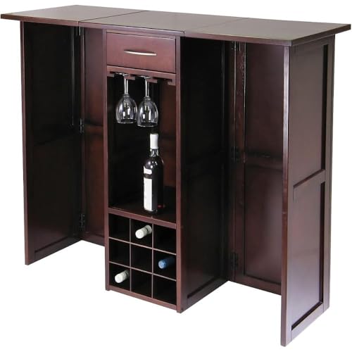 Oakestry Newport Wine Bar Wood Expandable Counter Stylish and Functional Wine Storage Perfect for Home Bars Dining Rooms or Kitchens Expands to Provide Extra Storage and Workspace Easy to Assemble