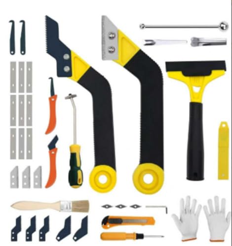 37 Pack Grout Removal Tool Kit,20 Extra Cleaning Blades,Hand-Grouts-Saw and Caulk Remover Tool for Bathroom Showers,Ceramic Tile Joints and Corners Cleaning
