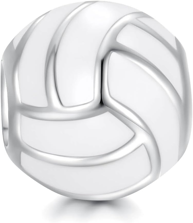 Volleyball Charm 925 Sterling Silver Volleyball Bead Charms for Bracelets Sport Jewelry Gifts