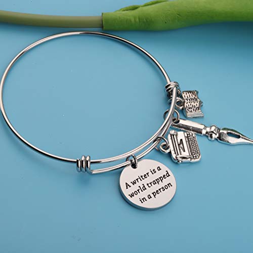 UJIMS Writer Gift Writer Charm Bracelet A Writer is A World Trapped in A Person Literary Gift for Author Novelist Writing Jewelry for Her3