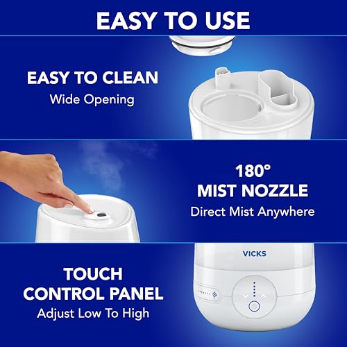 image for Vicks FilterFree Plus Cool Mist Plus Humidifier (VUL565), Medium Room 