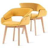 ivinta Modern Living Dining Room Accent Arm Chairs Set of 2 Linen Fabric Mid-Century Upholstered Sid
