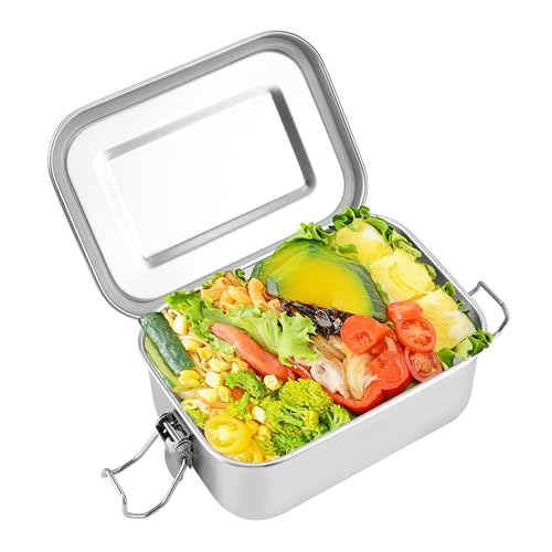 JSMTKJ Fiambrera de Acero Inoxidable, Fiambrera 550ml, Hermética, Sin BPA, Portátil, Durable, Ecológica, ideal para Niños y Adultos, perfecta para escuela, oficina, picnic y viajes