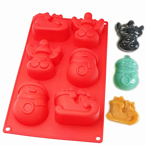 X-Haibei Christmas Snowman Reindeer Sleigh Soap Cake Chocolate Jello Pudding Silicone Mold Pan 3Oz Per Cell #TOP1