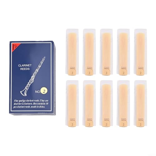 HEIBTENY Paquete de 10 lengüetas para clarinete Bb Fuerza 1.0, 1.5, 2.0, 2.5 3.0 3.5 para instrumentos de viento de madera, accesorios con caja de almacenamiento para principiantes, estudiantes y
