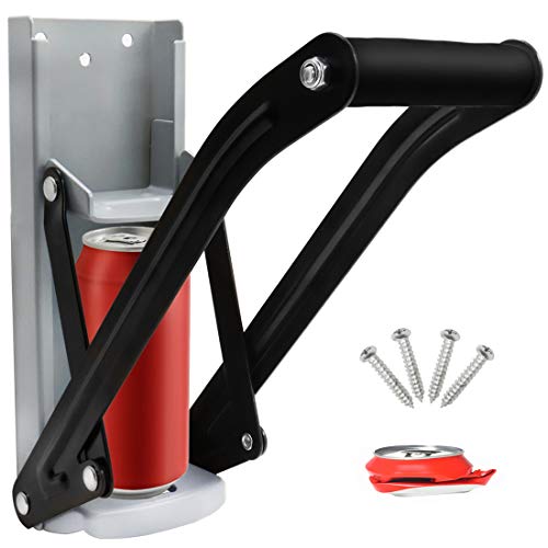 Meiyouju 16oz Can Crusher Metal,Heavy Duty Wall Mounted Aluminum Can Crushers for Recycling Seltzer, Soda, Beer Cans with Bottle Opener