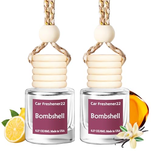 Image of Hanging Car Air Freshener, Long Lasting Essential Oil Diffuser, Non-Toxic Bombshell Scent, Cute Car Fresheners for Women, 2 Pack Made in USA