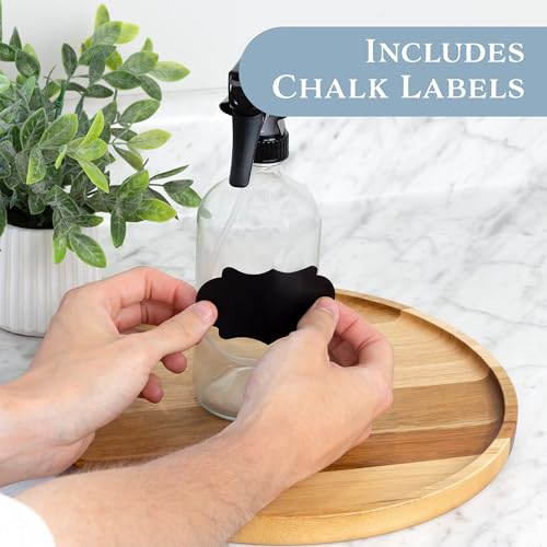 Cornucopia 16oz Clear Glass Spray Bottles (6-Pack); 3-Setting Sprayer Tops and Chalk Labels3
